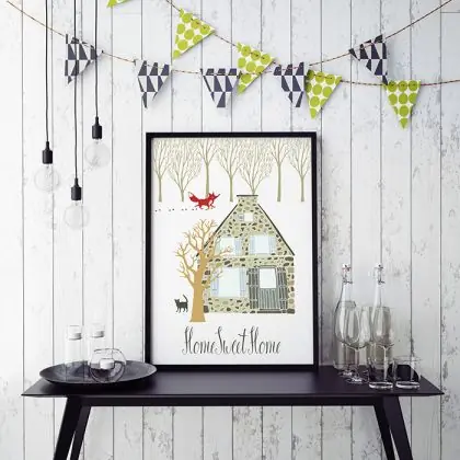 Kup online plakat. domek, las i lis (A3)