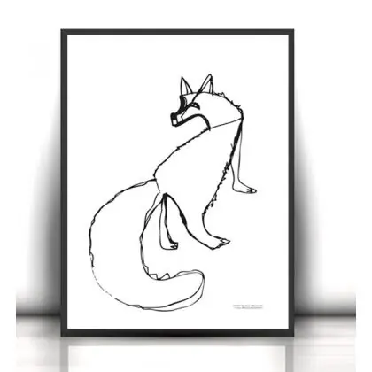 Wyjątkowa oferta 30x40cm biało czarny plakat z lisem