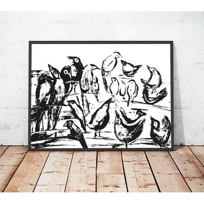 30x40cm ptaki biało czarny plakat Promocja