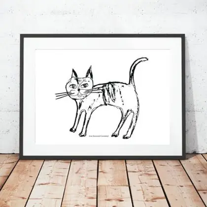 Oferta czasowa biało-czarny plakat z kotkiem