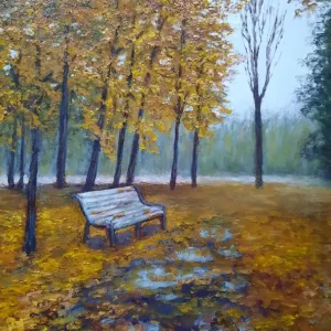 Złota Jesień. Spokojny Park Po Deszczu Zniżka
