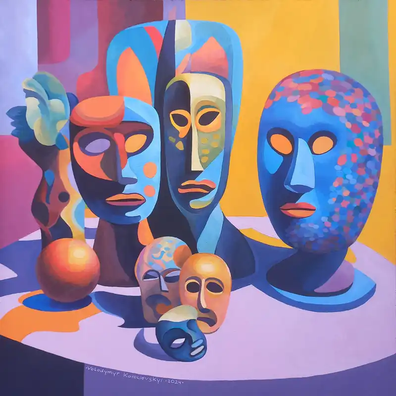 Zniżka Still life with African masks