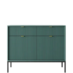 Cena promocyjna Komoda ryflowana Nova zielona z szufladami (KSZ104), green/black