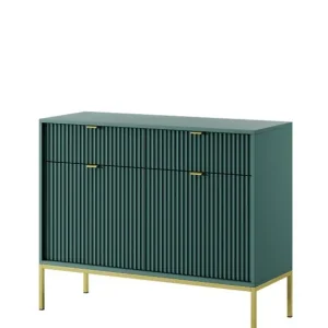 Oferta limitowana Komoda ryflowana Nova zielona z szufladami (KSZ104), green/gold