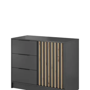 Kup online Komoda Nelly 2D z lamelami dąb artisan, grafitowa
