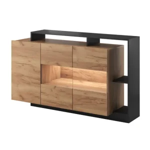 Premium Komoda do salonu Alva grafit + dąb craft 155 cm