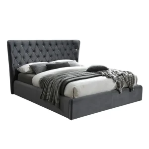 Nowość Łóżko tapicerowane z kryształami Carven Velvet Bluvel 14