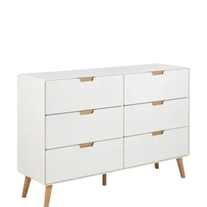 Oferta Biała komoda Lowell z 6 szufladami i dębowymi nogami (23770)