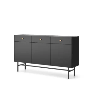 Rabat Komoda Diva czarna z 3 szufladami i 3 szafkami (3D3SZ) 155 cm