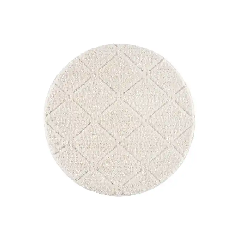 Zniżka Dywan okrągły z efektem high low geometryczny romby Focera 29970 Krem