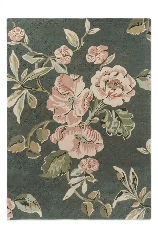 Zielony Dywan w Kwiaty - AYLWORTH TRAIL FERN GREEN 078607 140x200 cm Darmowy zwrot