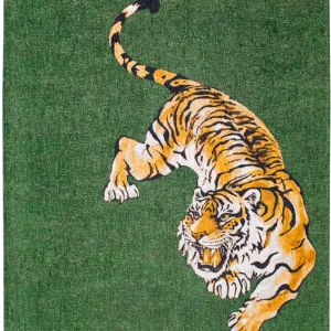 Zielony Dywan Nowoczesny - POP TIGER GREEN ON FIRE 9388 100x140 cm Wysoka jakość