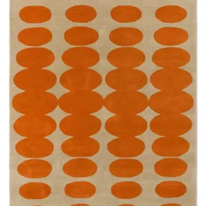 Zniżka Beżowy Dywan w Pomarańczowe Kropki - OPTICAL OVAL ORANGE/SAND 157703 120x180 cm