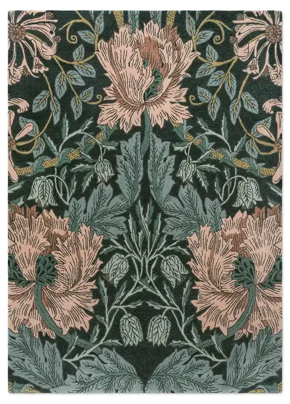 Zielono Różowy Dywan w Kwiaty - HONEYSUCKLE & TULIP TEAL 130407 140x200 cm Darmowy zwrot