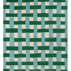 Zielono Niebieski Dywan Geometryczny - BASKETWEAVE EMERALD - AQUAMARINE 144107 140x200 cm Wyprzedaż