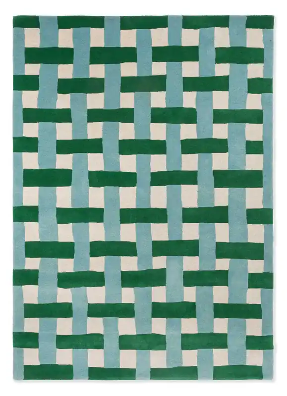 Zielono Niebieski Dywan Geometryczny - BASKETWEAVE EMERALD - AQUAMARINE 144107 140x200 cm Wyprzedaż
