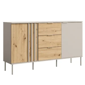 Ograniczona ilość Komoda z szafkami i szufladami Rimini 03 2D3SZ, Kaszmir + Dąb artisan (ID 290910, R1-PU1506/PD3016-03-FSC-B)
