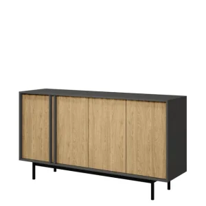Ograniczona ilość Komoda do salonu 163 cm na nóżkach (Reg6 Alsy antracyt/dąb olejowany)