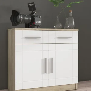 Komoda Paris Biały, Dąb Sonoma 2F2S Darmowy zwrot