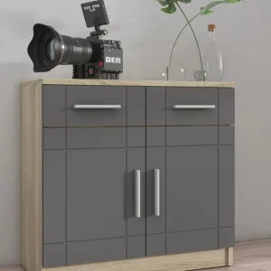 Komoda Paris Grafit, Dąb Sonoma 2F2S Ograniczona ilość
