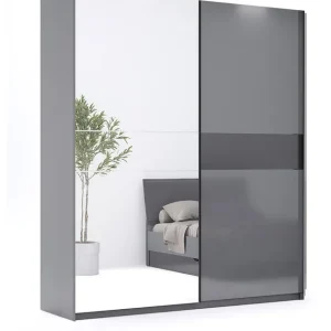 Szafa przesuwna z lustrem 150 cm Teo grafitowa (TO-15-AG) Dostępne od ręki