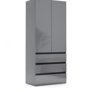 Łatwy zwrot Szafa z szufladami 90 cm szary mat Teo (TO-21-AG)