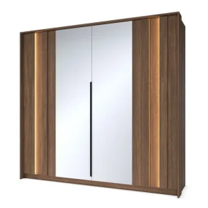 Oferta limitowana Czterodrzwiowa szafa z lustrem i oświetleniem LED Amaro E dąb dunin