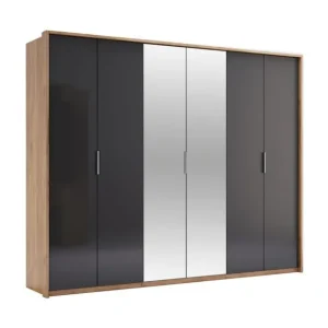 Wyjątkowa oferta 6-drzwiowa duża szafa z lustrem garderoba Luna LN-16-LV