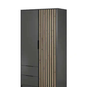 Szafa na ubrania Nelly 2D grafit z lamelami 105 cm Promocja