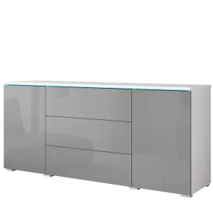 Komoda z szufladami i szafkami Vera 150 cm biały/szary połysk (VRB1502G) Okazja