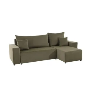 Narożnik z funkcją spania Sora L 242 cm Tkanina Runo 38 Zielona (3515) - OUTLET Bezpieczne zakupy