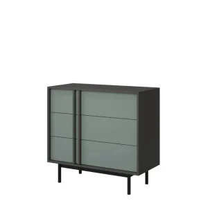 Komoda zielona 90 cm z szufladami na nóżkach (Reg8 Alsy antracyt/aloes) Bestseller