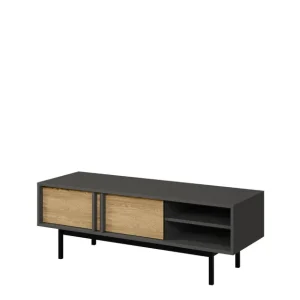 Szafka pod telewizor 120 cm na nóżkach (Reg10 Alsy antracyt/dąb olejowany) Premium