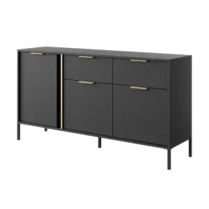 Komoda Lars B 153 cm antracyt z szafkami i szufladami Okazja