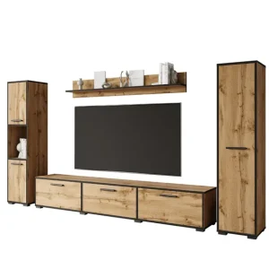 Oferta Komplet mebli do salonu Bogota XL dąb wotan/czarny grafit (BOG01W/Z)
