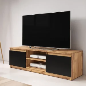Ekspresowa dostawa Mała szafka RTV 120 cm Dingo dąb wotan/czarny (LOWDIN120WZ)