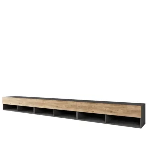 Promocja Szeroka szafka RTV 300 cm matera/kasztan Lowboard A (LOWA300TX + LED)
