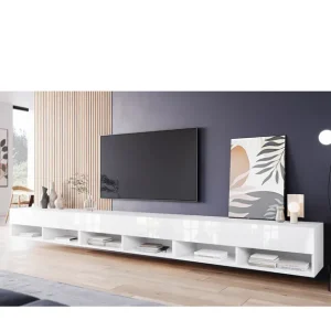Szeroka szafka RTV 300 cm biały połysk Lowboard A (LOWA30000 + LED) Kup teraz