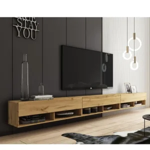 Niska cena Szeroka szafka RTV 300 cm dąb wotan Lowboard A (LOWA300WW + LED)