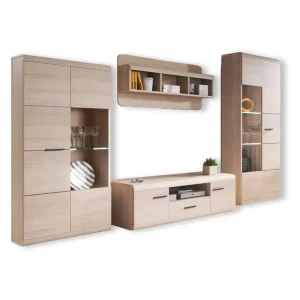 Oferta Meblościanka dąb sonoma z szafką RTV i witryną Link (A+B+C+D)