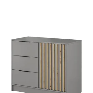 Obniżka ceny Komoda Nelly 2D z lamelami dąb artisan, szara