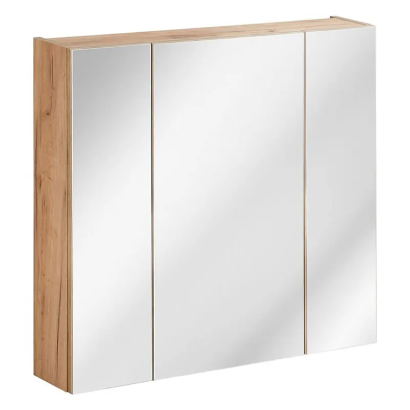 Zniżka Szafka z Lustrem 80cm 3 Drzwi | Kolekcja Capri Oak | Dąb Złoty Craft
