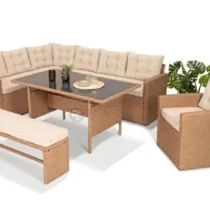 Narożnik z technorattanu z fotelem i ławą Topiano Plus Nature Select Do wyczerpania zapasów