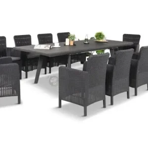 Cena promocyjna Komplet mebli obiadowych na taras Kantara Comfort z rozkładanym stołem 160-240 cm i 10 fotelami