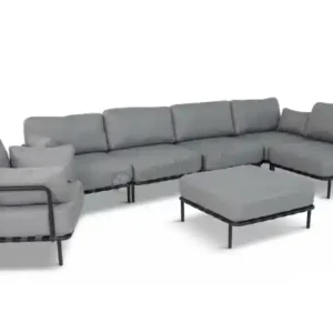 Ograniczona ilość Zestaw wypoczynkowy ogrodowy modułowy 7-osobowy, szary – stal nierdzewna, olefin premium - Salve 5 Comfort