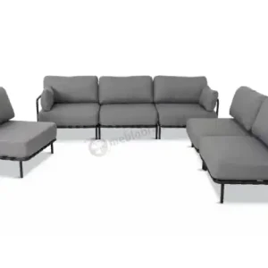 Sofa modułowa na taras ze stali nierdzewnej - szare poduszki olefin, premium - Salve 6 modułów Ograniczona ilość