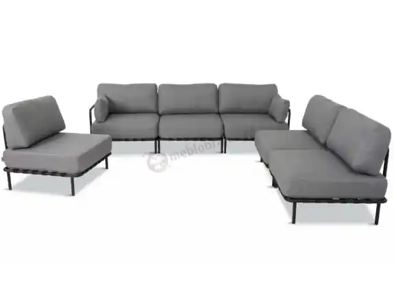 Sofa modułowa na taras ze stali nierdzewnej - szare poduszki olefin, premium - Salve 6 modułów Ograniczona ilość