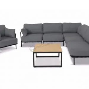 Narożnik ogrodowy 5-osobowy, antracyt – stal nierdzewna, modułowy, olefin, premium meble tarasowe Salve 5 Plus Najlepsza cena