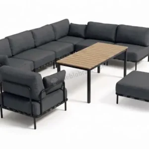 Nowoczesne modułowe meble tarasowe dla 8 osób szara tkanina Olefin Salve Slate 6 Comfort ze stolikiem Nowy