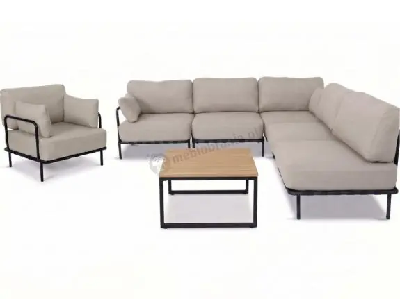 Beżowy premium komplet wypoczynkowy na taras Salve Beige 5 Plus ze stolikiem Nie przegap